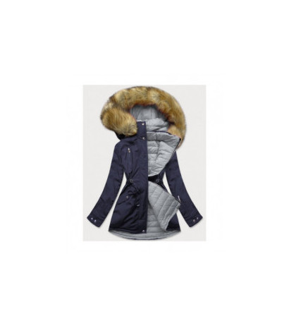 REVERSIBLE HOODED JACKET NAVY BLUE-GREY (W213) striukė