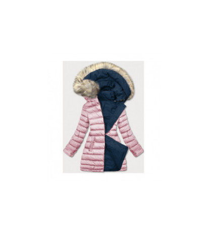 REVERSIBLE HOODED JACKET NAVY BLUE-PINK (W631) striukė