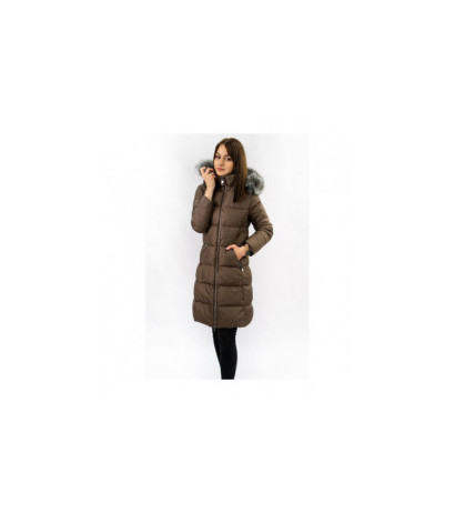 LONG QUILTED JACKET BROWN (7701) striukė