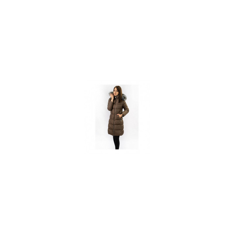 LONG QUILTED JACKET BROWN (7701) striukė