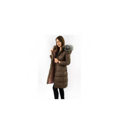 LONG QUILTED JACKET BROWN (7701) striukė