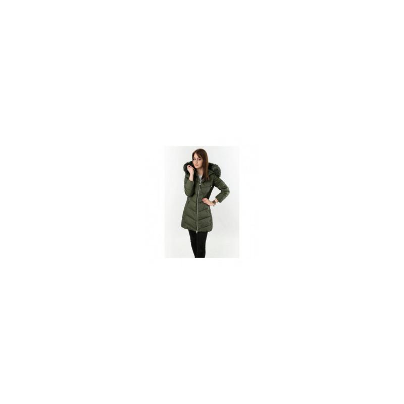 LONG QUILTED JACKET KHAKI (7689) striukė
