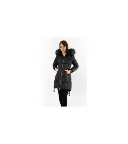 QUILTED HOODED JACKET BLACK (7690) striukė