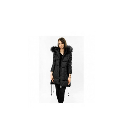 QUILTED HOODED JACKET BLACK (7690) striukė