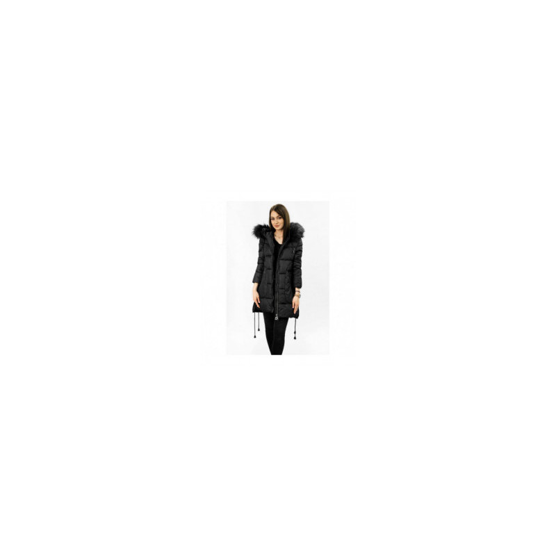 QUILTED HOODED JACKET BLACK (7690) striukė