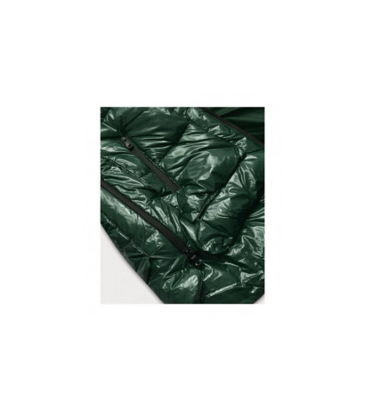 GLOSSY QUILTED DARK GREEN JACKET (7697) striukė