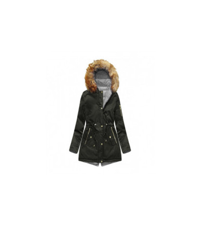 DOUBLE-SIDED PARKA WITH HOOD ARMY-GRAY (B2636) striukė