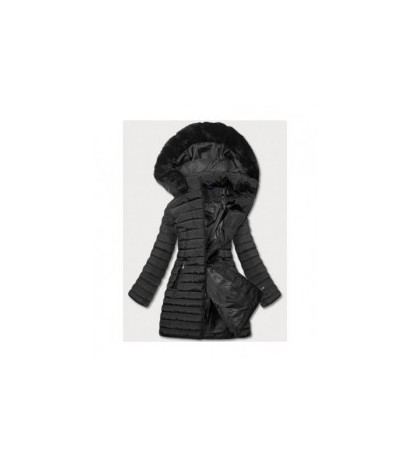 LONG JACKET WITH HOOD BLACK (PM7231) striukė