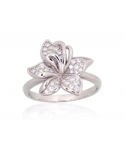 Sidabrinis žiedas 2101986(PRh-Gr)_CZ, Sidabras 925°, rodis (padengti), Cirkonai