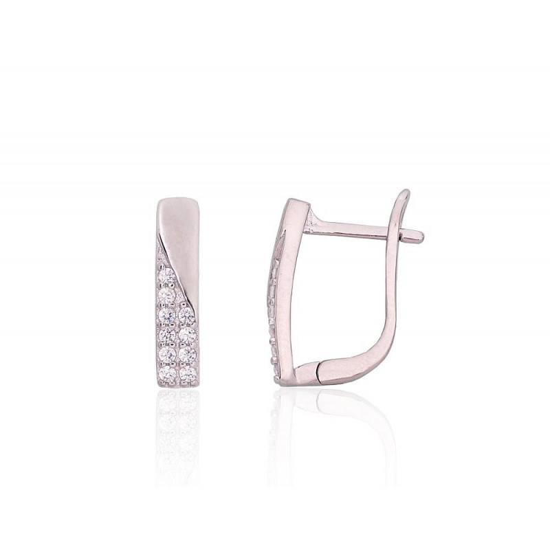 Sudraba auskari ar 'angļu' slēdzēju 2204197(PRh-Gr)_CZ, Sudrabs 925°, rodijs (pārklājums), Cirkoni