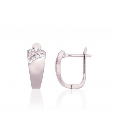 Sidabriniai auskarai ant cilindrinės spynos 2204202(PRh-Gr)_CZ, Sidabras 925°, rodis (padengti), Cirkonai