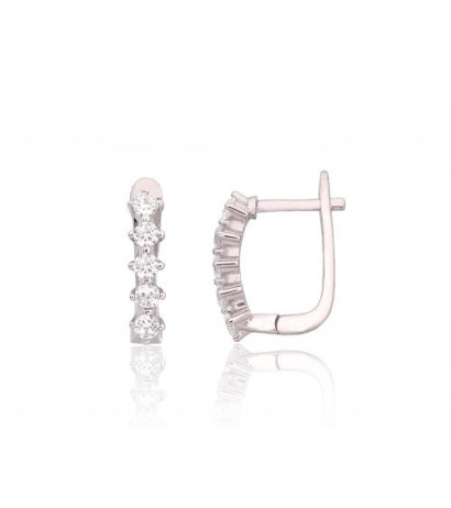 Silver earrings with 'english' lock 2204215(PRh-Gr)_CZ, Silver 925°, Rhodium (Plating), Zirkons