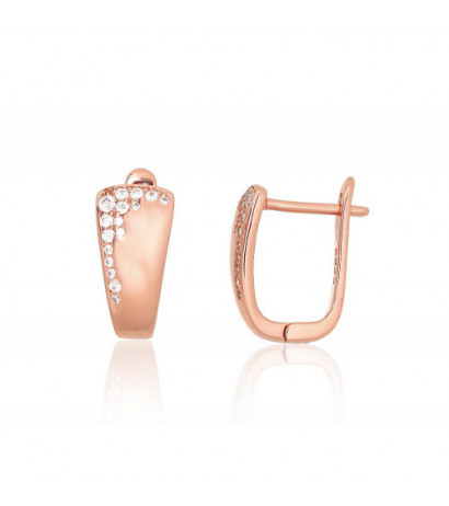 'Inglise' sulguriga hõbekõrverõngad 2204219(PAu-R)_CZ, Hõbe 925°, punane kuld (kate), Tsirkonid