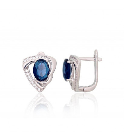 Sidabriniai auskarai ant cilindrinės spynos 2204247(PRh-Gr)_CZ+CZ-B, Sidabras 925°, rodis (padengti), Cirkonai