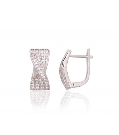 Sidabriniai auskarai ant cilindrinės spynos 2204254(PRh-Gr)_CZ, Sidabras 925°, rodis (padengti), Cirkonai