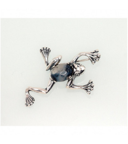 Silver brooch 2920168(POx-Bk)_AGD-BK, Silver 925°, oxide (Plating), Dendritic Agate