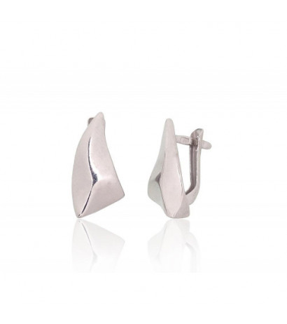 Silver earrings with 'english' lock 2201076(PRh-Gr), Silver 925°, Rhodium (Plating)