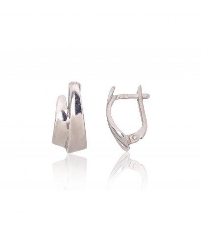 Silver earrings with 'english' lock 2201077(PRh-Gr), Silver 925°, Rhodium (Plating)