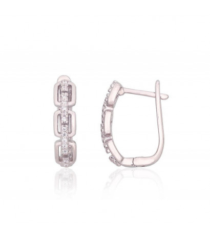 Silver earrings with 'english' lock 2204207(PRh-Gr)_CZ, Silver 925°, Rhodium (Plating), Zirkons
