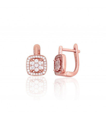 Sudraba auskari ar 'angļu' slēdzēju 2204259(PAu-R)_CZ, Sudrabs 925°, sarkanais zelts (pārklājums), Cirkoni