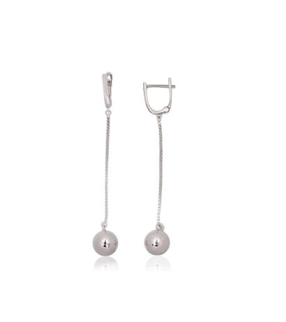 Silver earrings with 'english' lock 2204266(PRh-Gr), Silver 925°, Rhodium (Plating)
