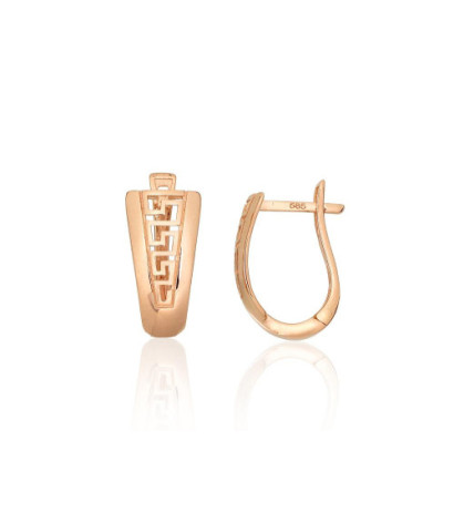Gold earrings with 'english' lock 1201737(Au-R), Red Gold 585°