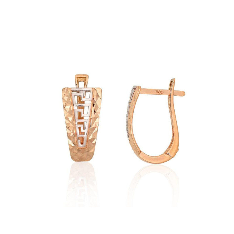 'Inglise' sulguriga kullast kõrvarõngad 1201738(Au-R+PRh-W), Punane Kuld 585°, roodium (kate)