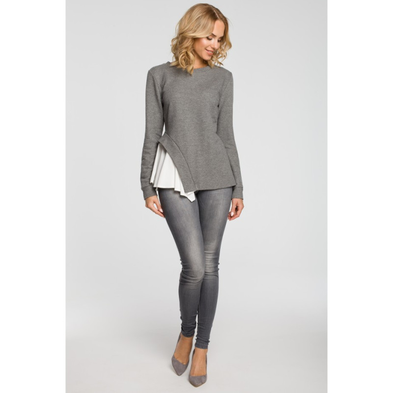 M333 Double-layered asymmetrical blouse - gray