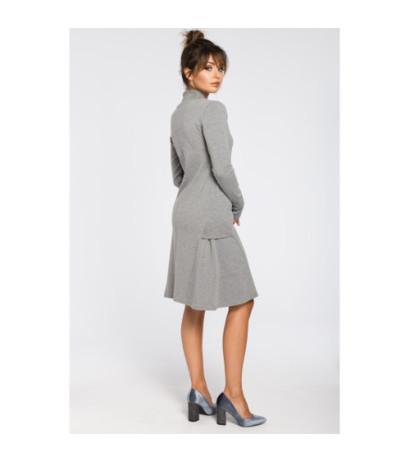 B044 Sukienka z klinami i wstawkami ze ściągacza - szara