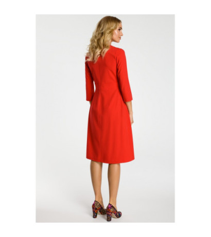 M335 Sukienka z kontrafałdami na przodzie - czerwona