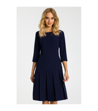 M336 Sukienka z obniżoną talią i kontrafałdami - granatowa