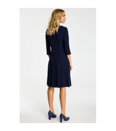 M336 Sukienka z obniżoną talią i kontrafałdami - granatowa