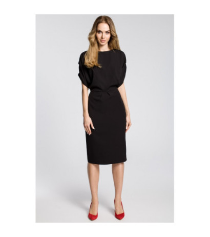 M364 Ołówkowa sukienka midi z rękawami kimono - czarna