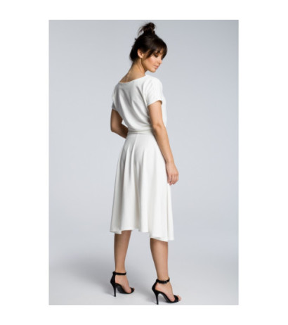 B067 Sukienka midi z rozkloszowanym dołem - ecru