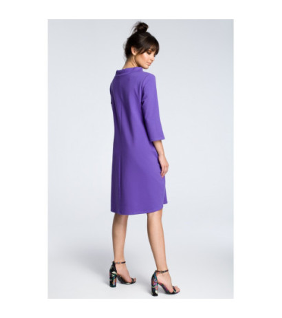 B070 Dresowa sukienka z wiązaniem pod szyją - fioletowa