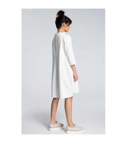 B070 Dresowa sukienka z wiązaniem pod szyją - ecru