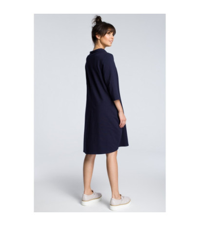 B070 Dresowa sukienka z wiązaniem pod szyją - granatowa