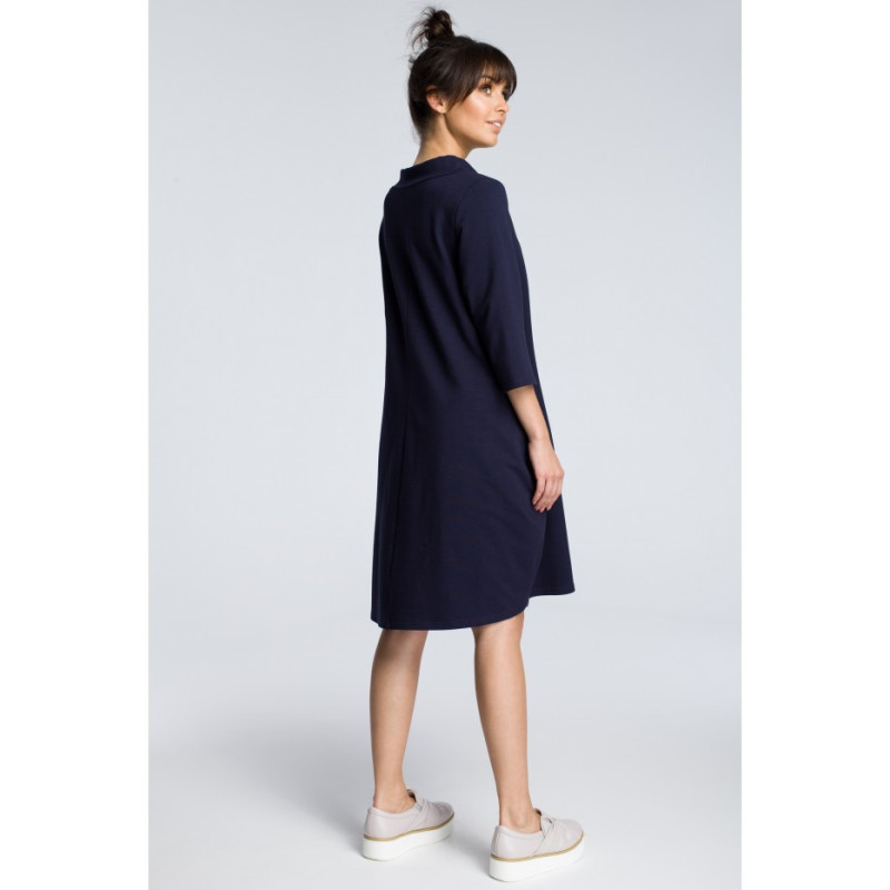 B070 Dresowa sukienka z wiązaniem pod szyją - granatowa