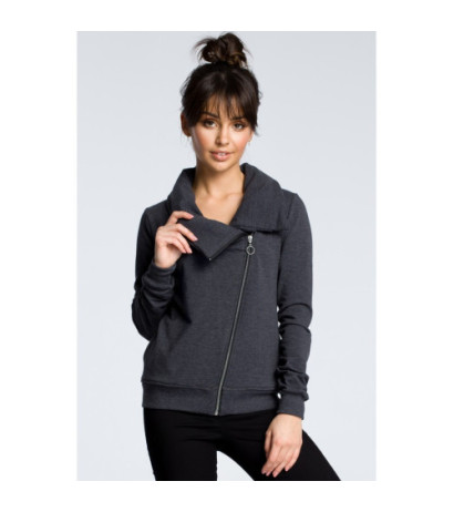 B071 Bluza z ukośnym zamkiem - grafitowa