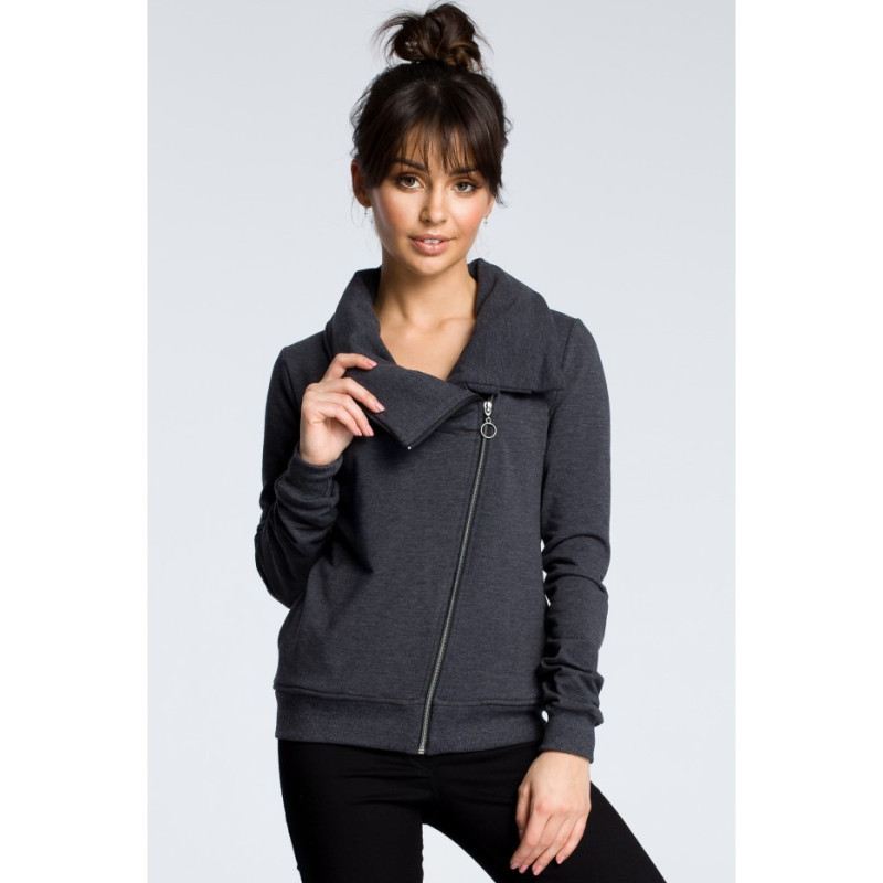 B071 Bluza z ukośnym zamkiem - grafitowa