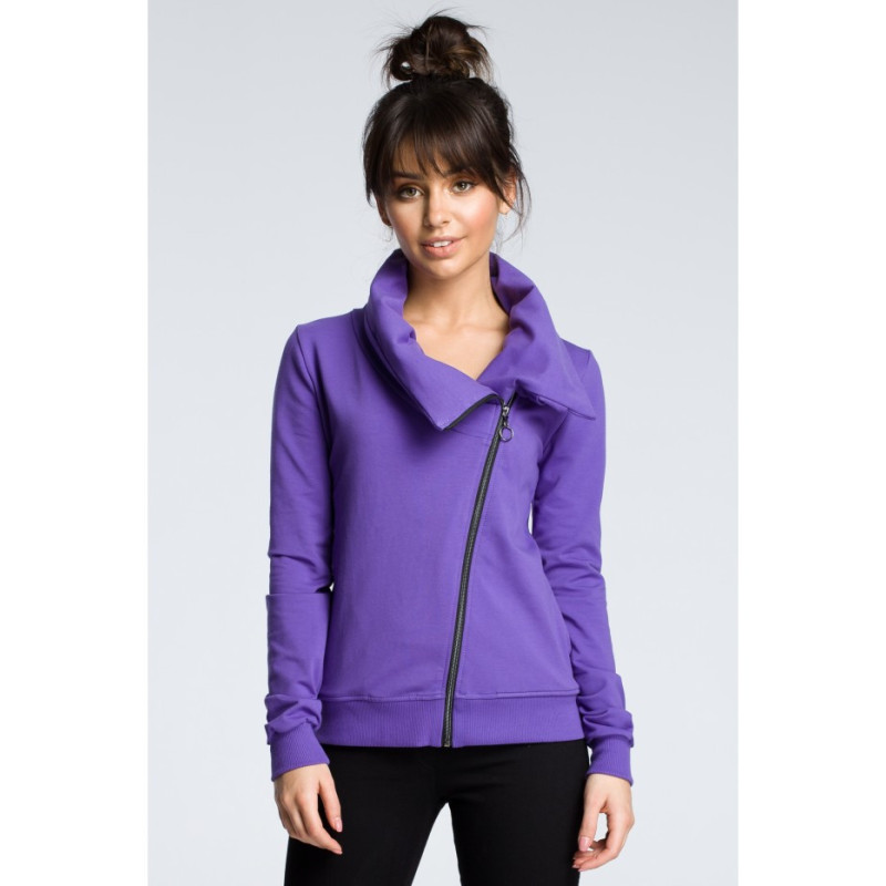 B071 Bluza z ukośnym zamkiem - fioletowa