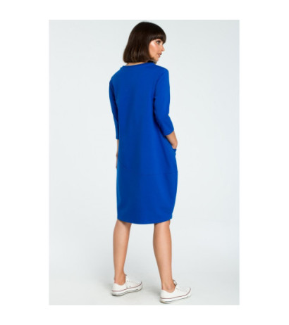 B083 Kobieca sukienka bombka - chabrowa