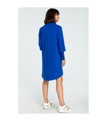 B089 Sukienka z golfem i ściągaczem - chabrowa