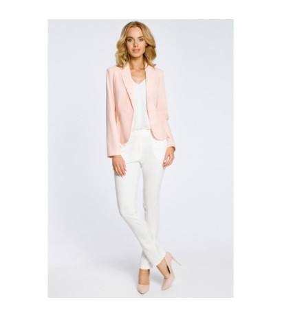 M030 Żakiet marynarka damska blezer narzutka - pudrowy