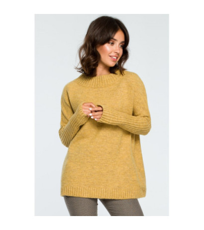 BK009 Thick sweater with ribbed sleeves - mustard