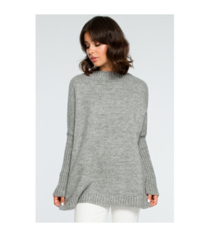 BK009 Thick sweater with ribbed sleeves - gray