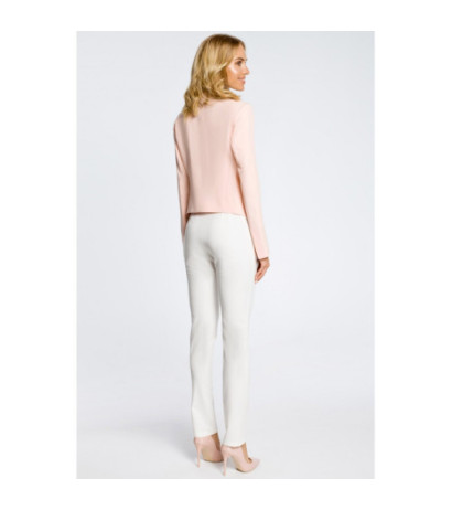 M031 Krótki żakiet marynarka damska narzutka - pudrowy