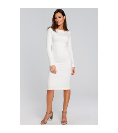 S152 Dopasowana sukienka ołówkowa - ecru