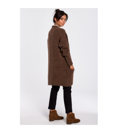 BK034 Kardigan gładki z kieszeniami - karmelowy