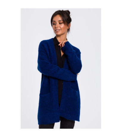 BK034 Kardigan gładki z kieszeniami - szafirowy